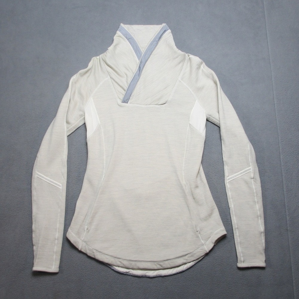 Lululemon Sweatshirt Womens Beige 6 Pitter Patter Running Top Merino Wool